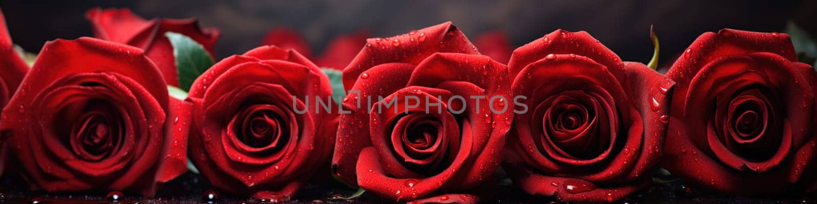 Red roses as a background or banner by Kadula