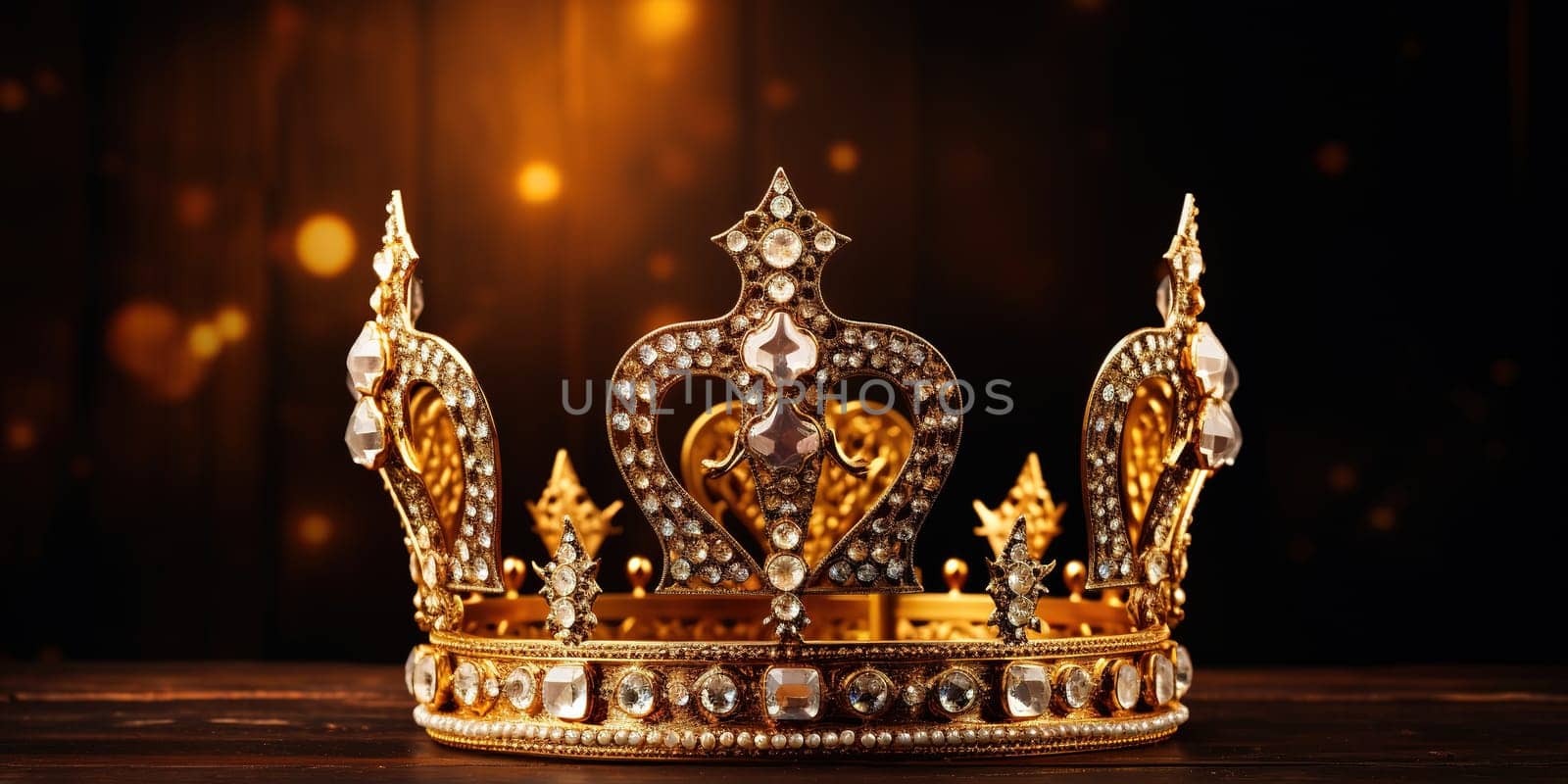 The queen gold crown with a rare diamonds and colorful unique gems