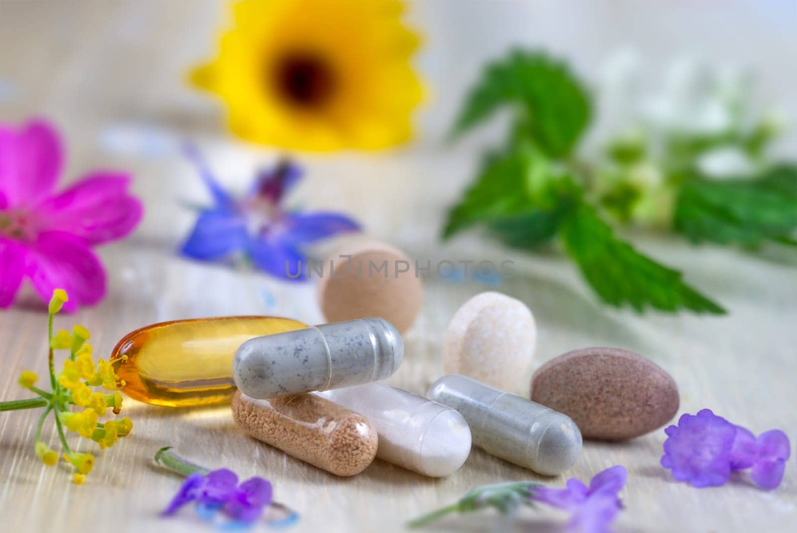 Holistic medicine approach. Healthy food eating, dietary supplements, by JPC-PROD