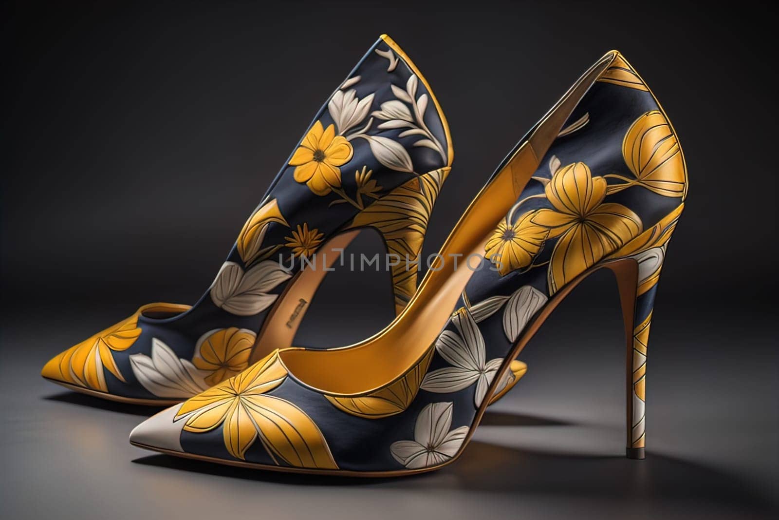 High heel women shoes on a solid colour background. ai generative