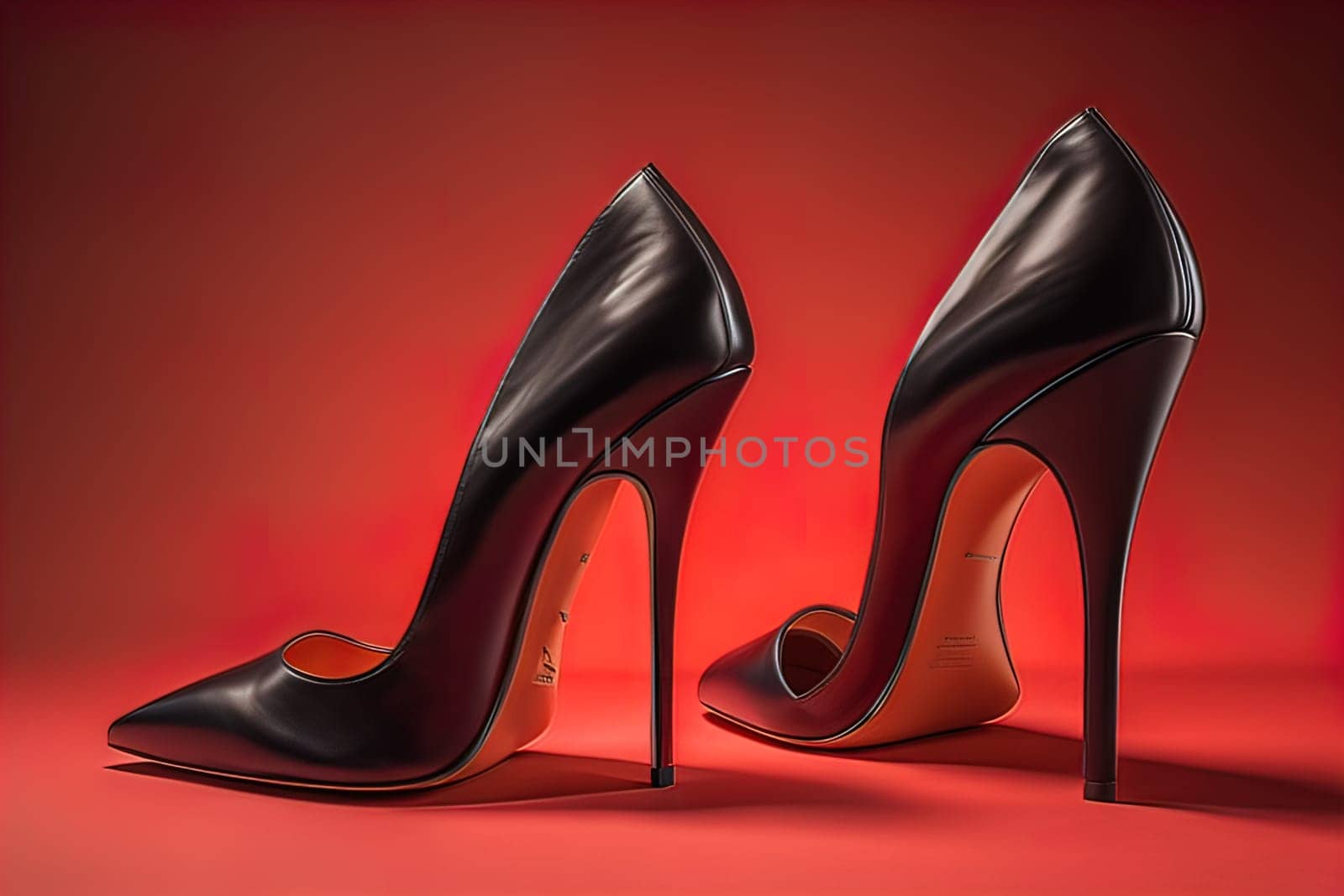 High heel women shoes on a solid colour background. ai generative by sanisra