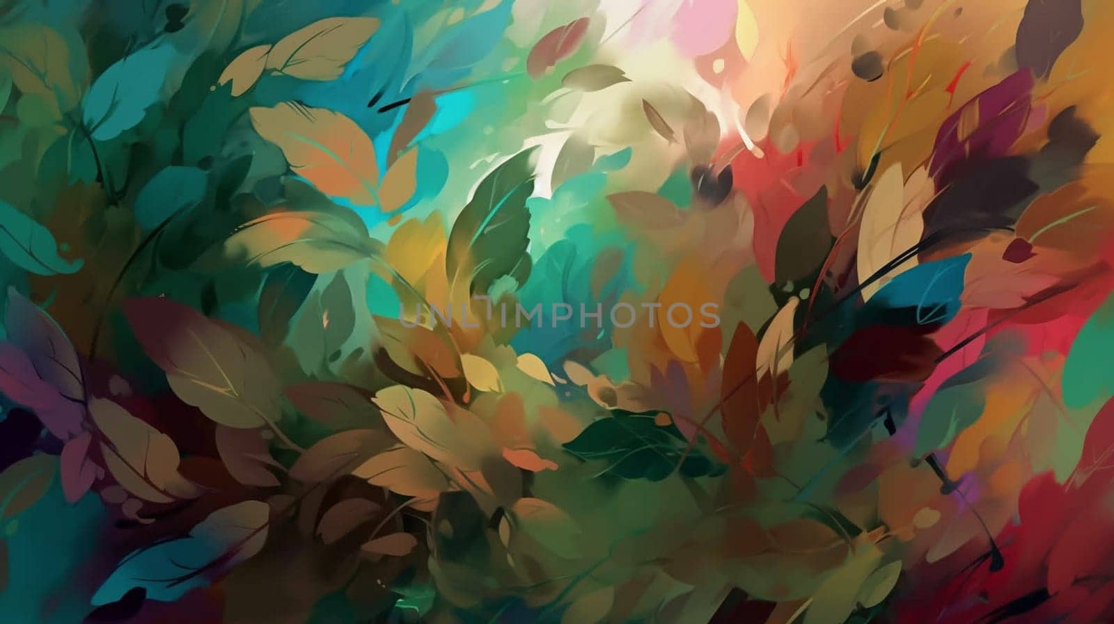 Polygonal image of colorful autumn foliage. High quality illustration