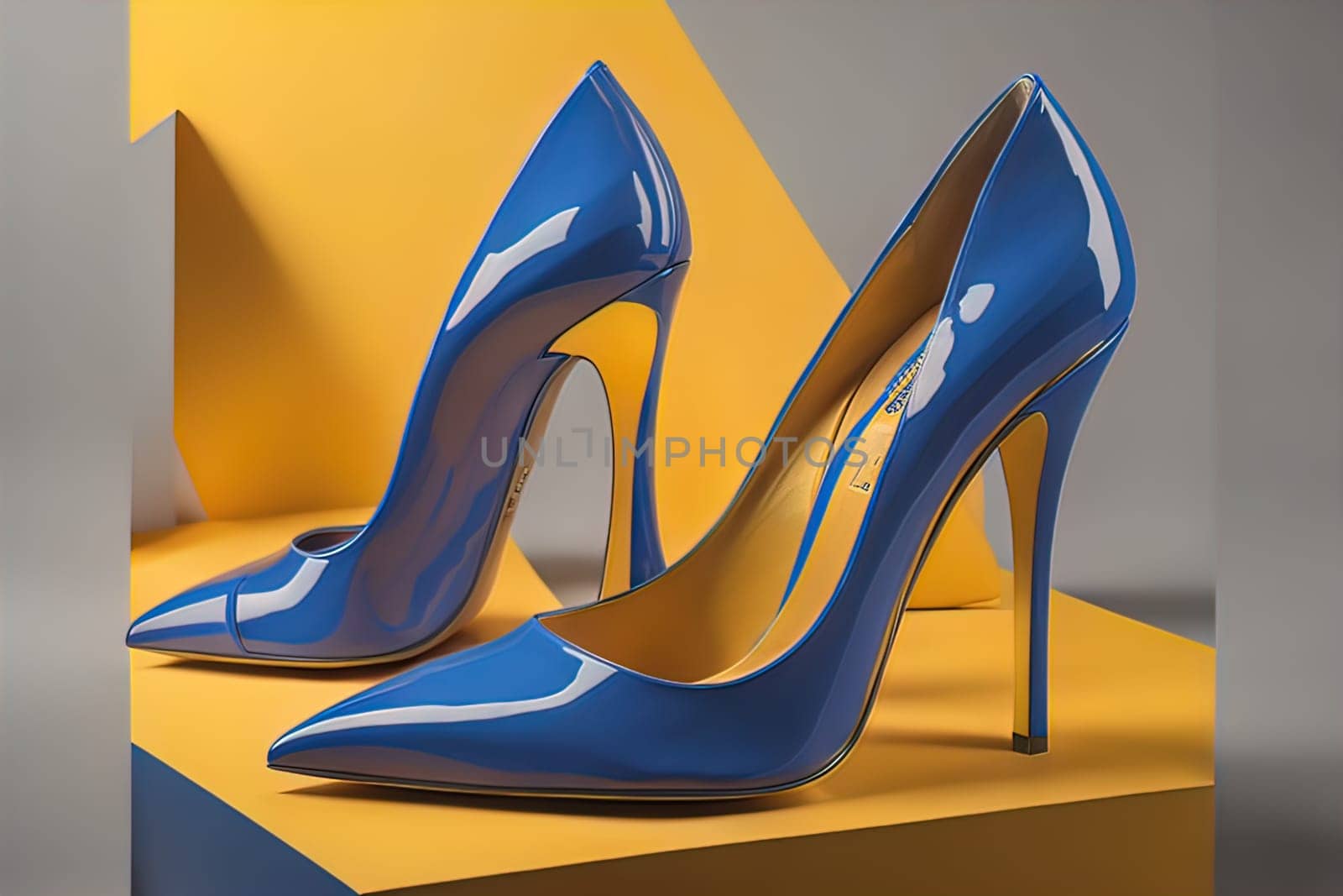 High heel women shoes on a solid colour background. ai generative by sanisra