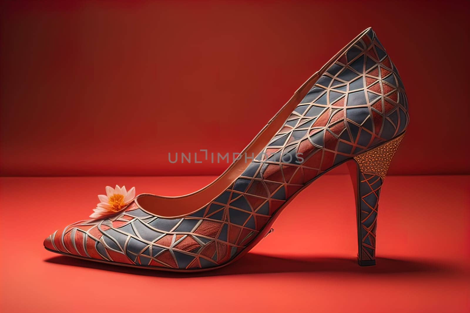 High heel women shoes on a solid colour background. ai generative by sanisra