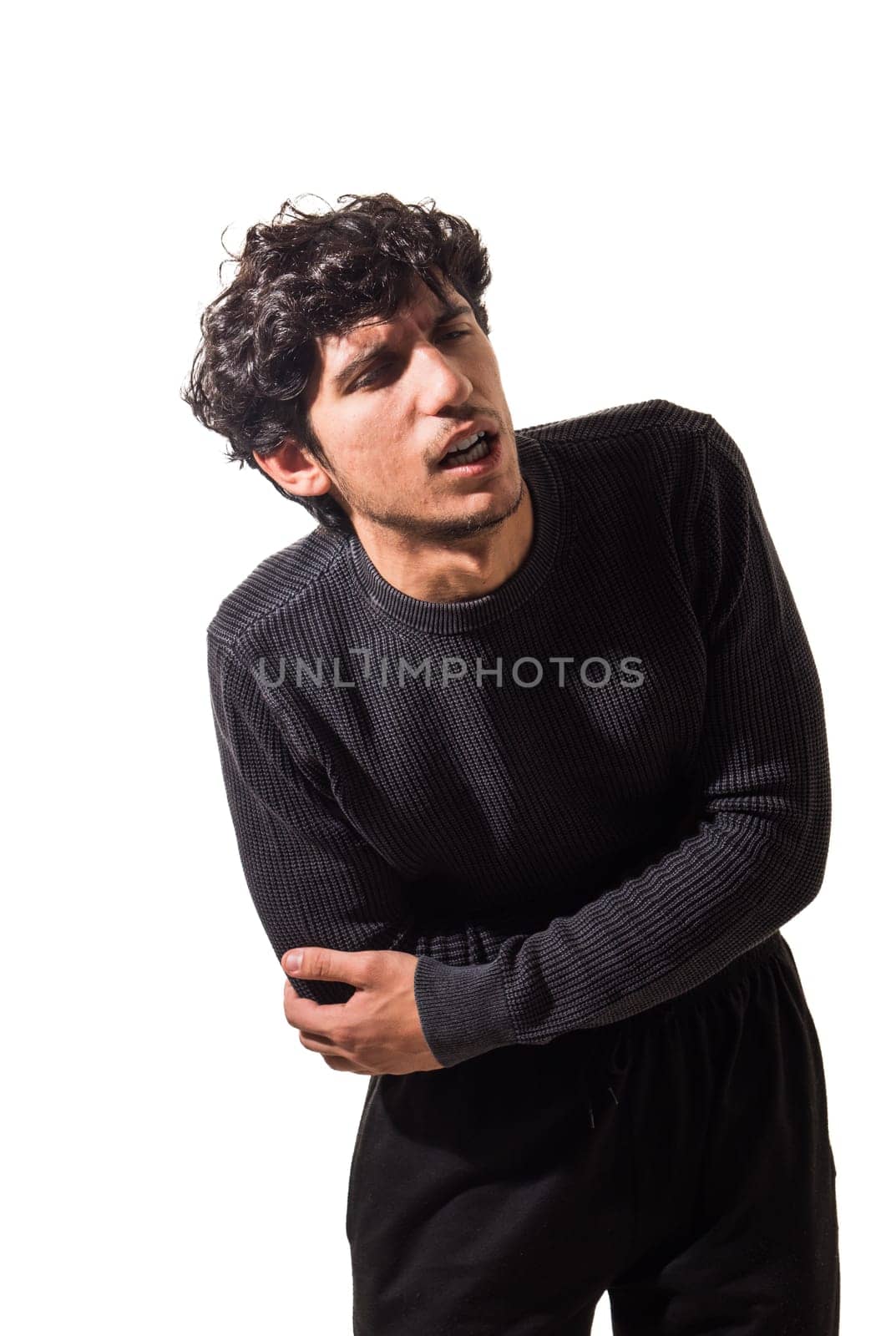 A Stylish Man suffering from belly-ache, stomach ache by artofphoto