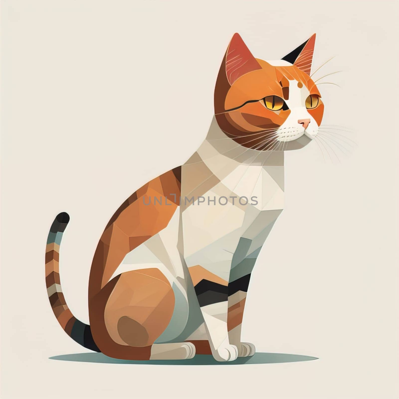 Cute cat sitting on the floor. Vector illustration in retro style. ai generative by sanisra