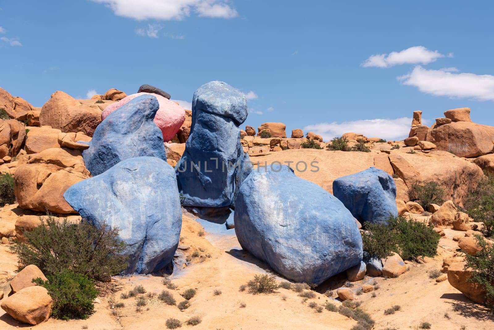 Famous painted rocks in the Tafraoute valley in South Morocco