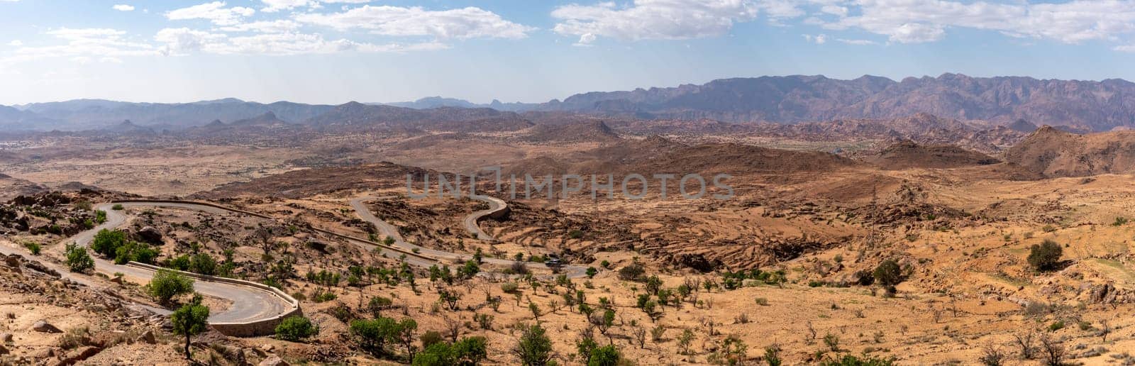 Great panoramic view on Tafraoute valley in the Anti-Atlas mountains, Morocco