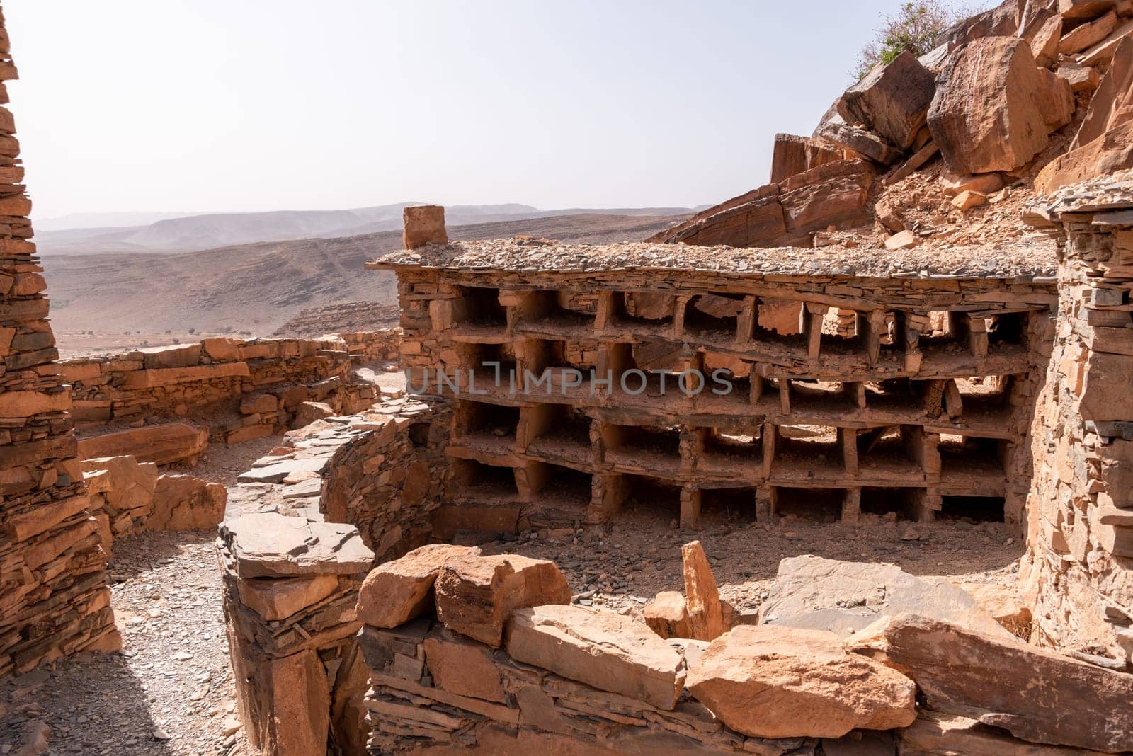 An old beehive in the Id Aissa agadir, an old granary in Amtoudi, Morocco