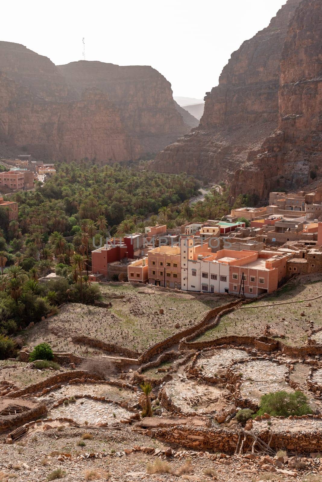 Panoramic view of famous Amtoudi gorge in the Anti-Atlas mountains, Morocco