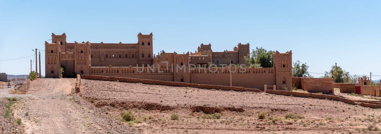 Ait ben Moro, Morocco - April 02, 2023 - Refurbished kasbah Ait Ben Moro at the Road of the Kasbahs by imagoDens