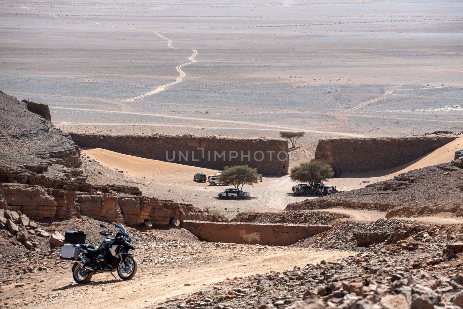 View from the top of mount Gara Medouar to the desert, Morocco