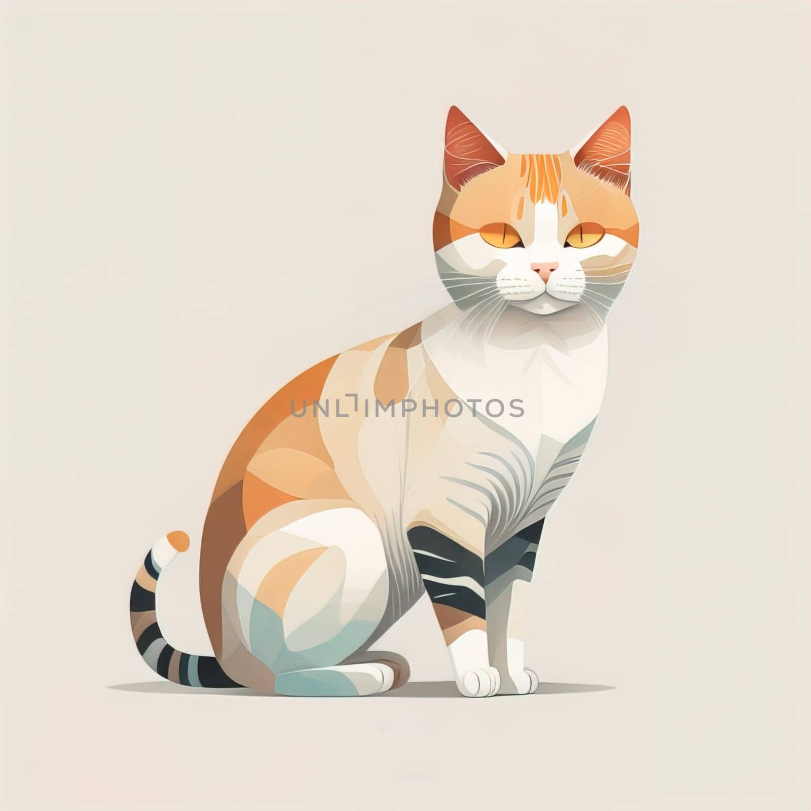 Cute cat sitting on the floor. Vector illustration in retro style. ai generative