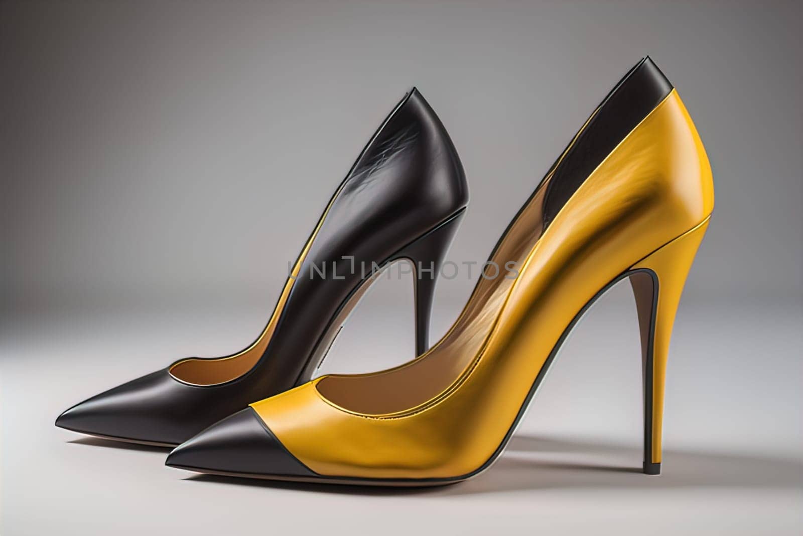 High heel women shoes on a solid colour background. ai generative