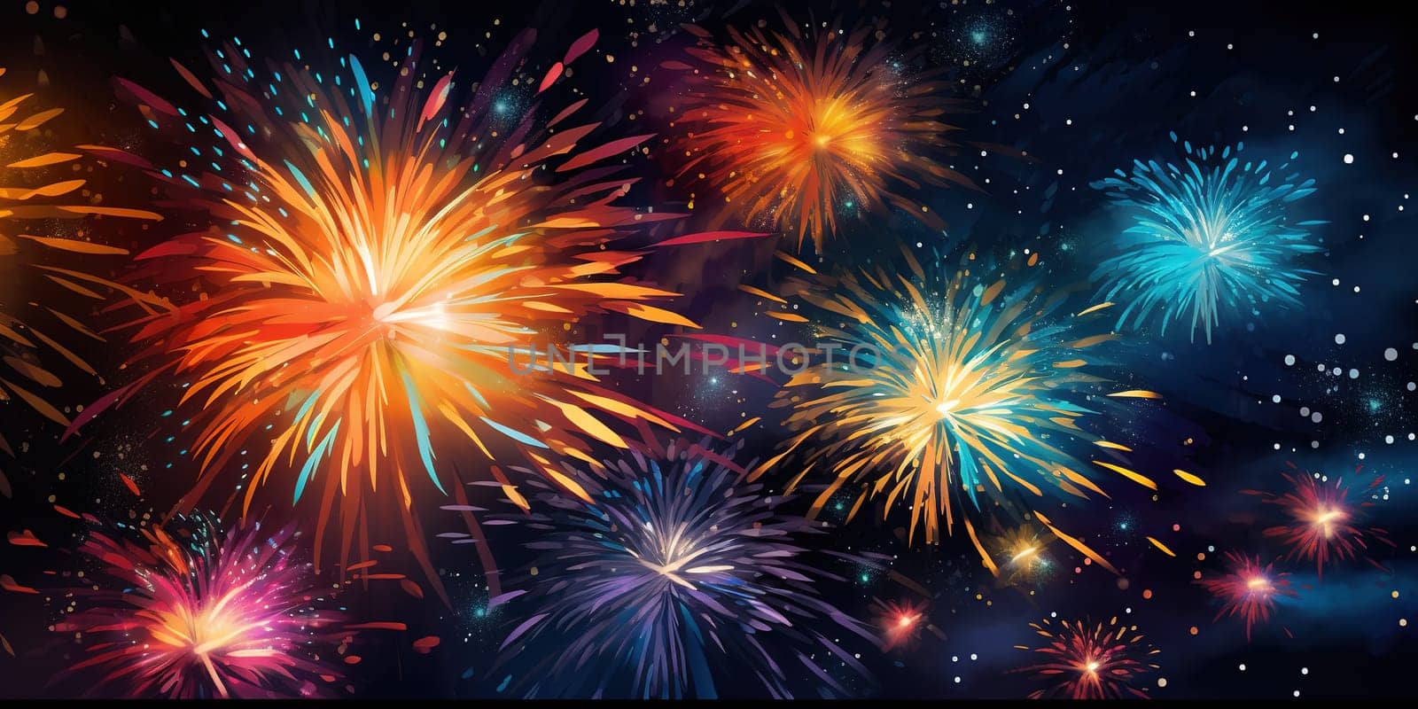 Fire work explosion at night sky, device containing gunpowder and other combustible chemicals that causes a spectacular explosion when ignited, used typically for display or in celebrations