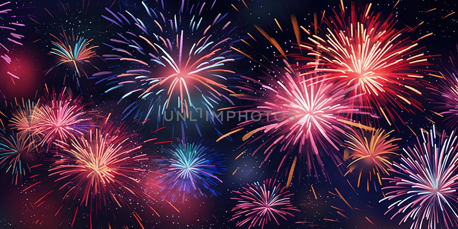 Fire work explosion at night sky, device containing gunpowder and other combustible chemicals that causes a spectacular explosion when ignited, used typically for display or in celebrations