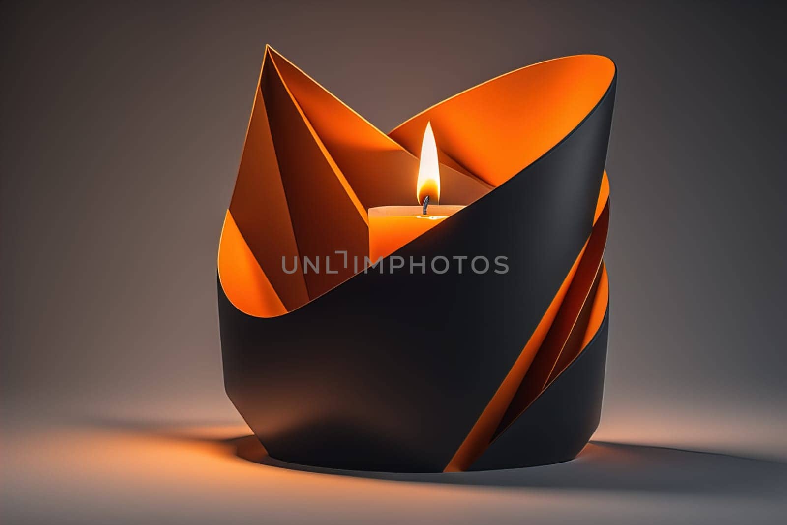 Creative burning candle on a wooden background. ai generative