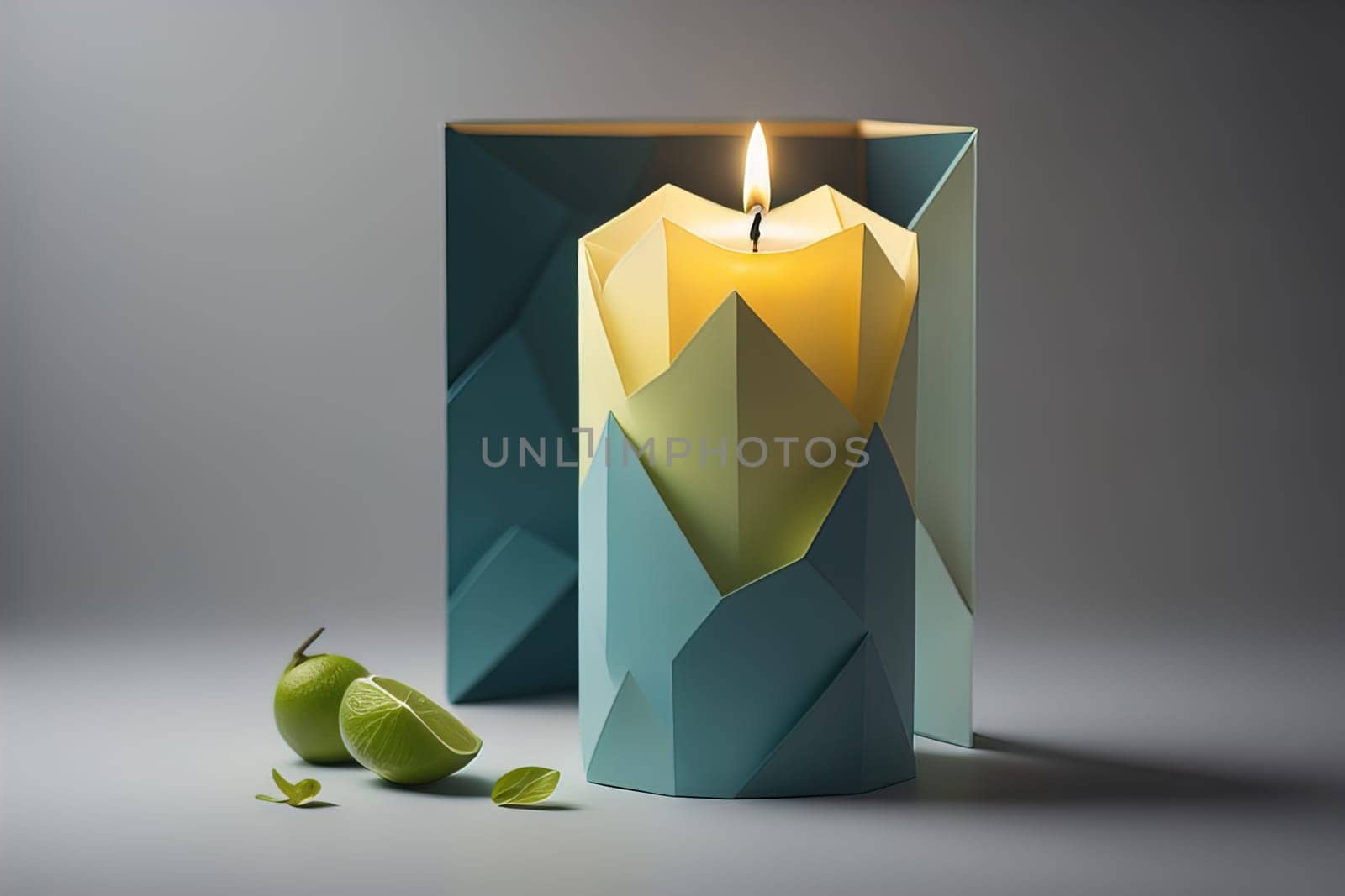 Creative burning candle on a wooden background. ai generative