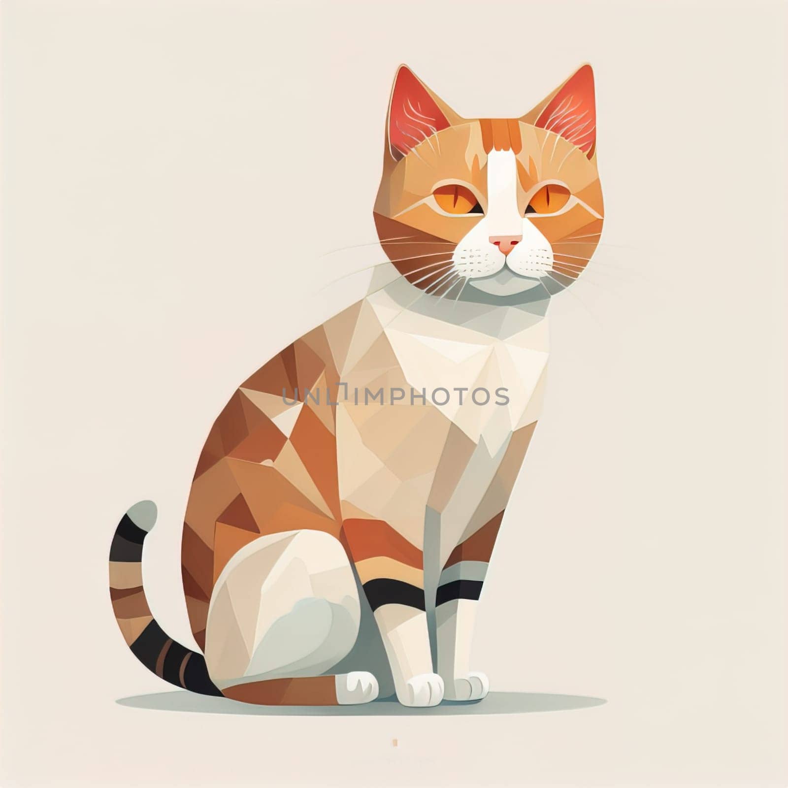 Cute cat sitting on the floor. Vector illustration in retro style. ai generative by sanisra