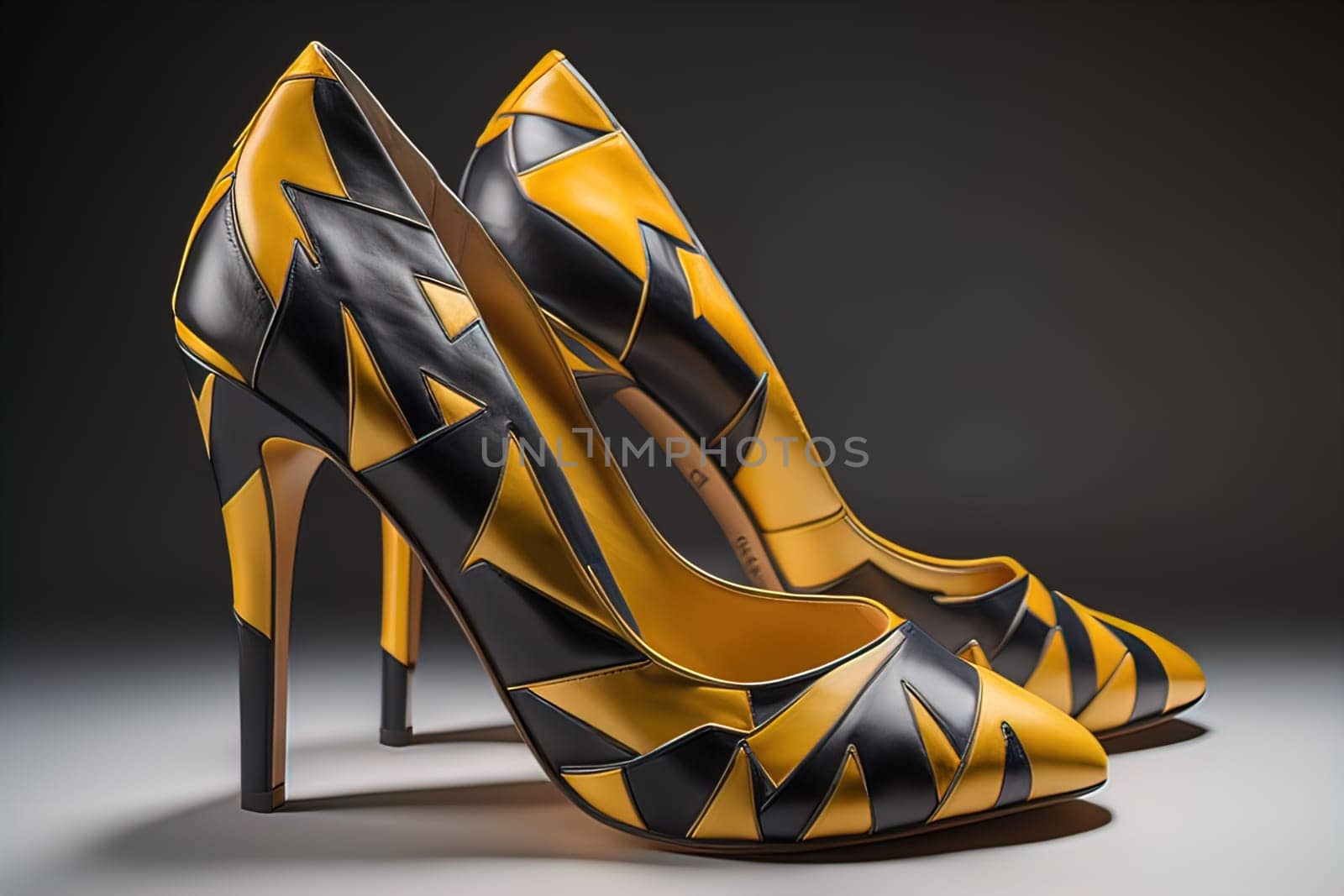 High heel women shoes on a solid colour background. ai generative
