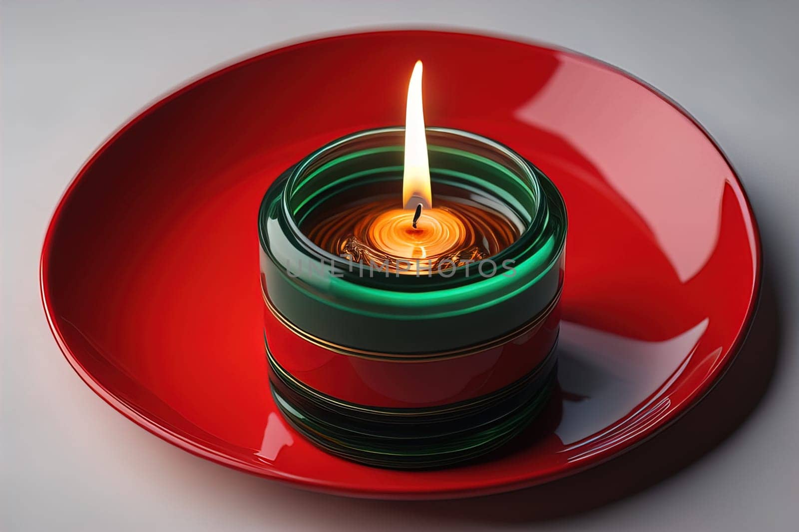 Creative burning candle on a wooden background. ai generative