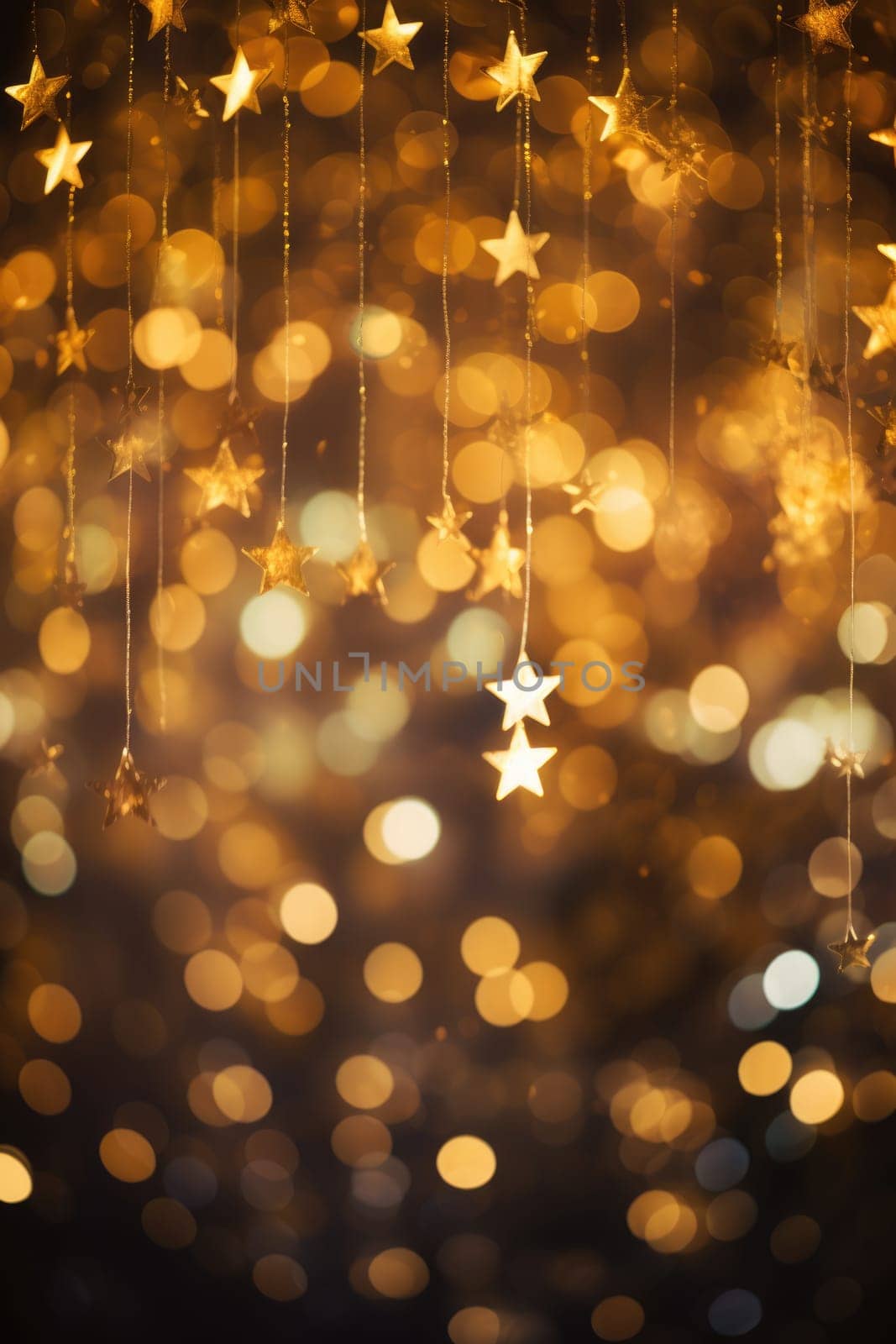 Blue and gold bokeh abstract background. AI Generated
