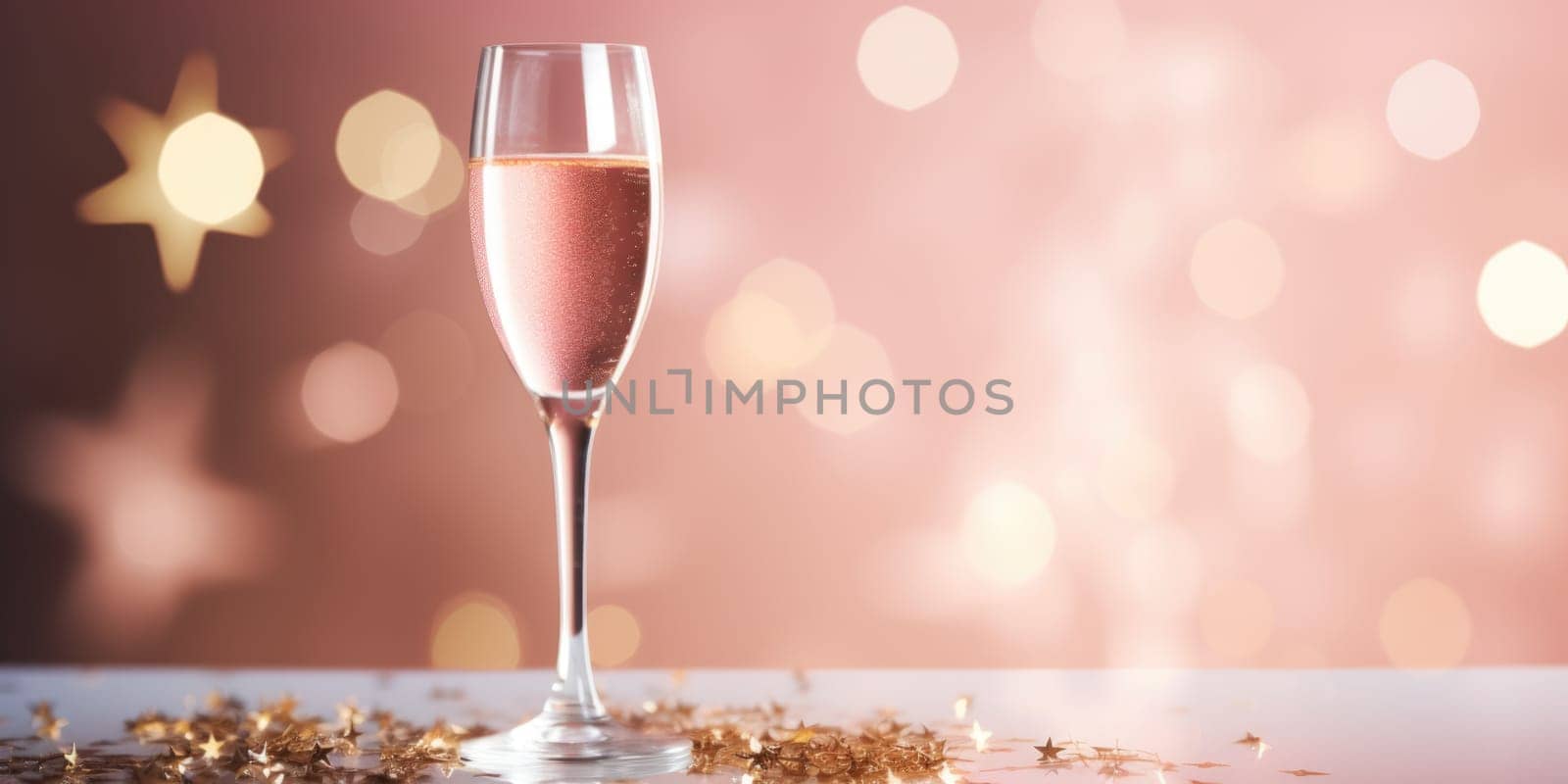 pink bokeh abstract background and champagne. AI Generated