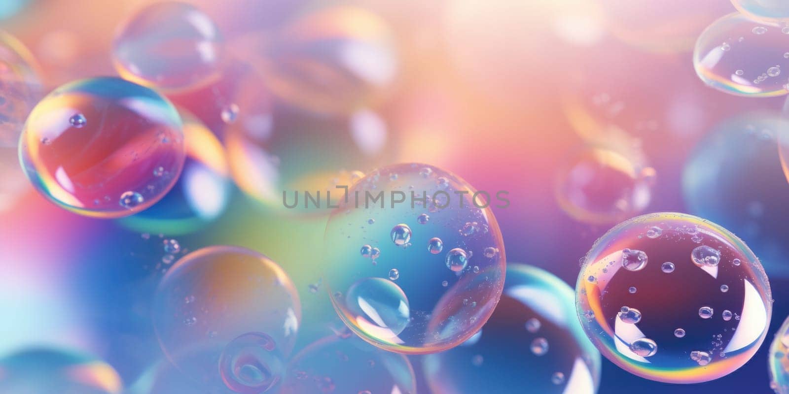 Floating colorful soap bubbles background, abstract design. AI Generated