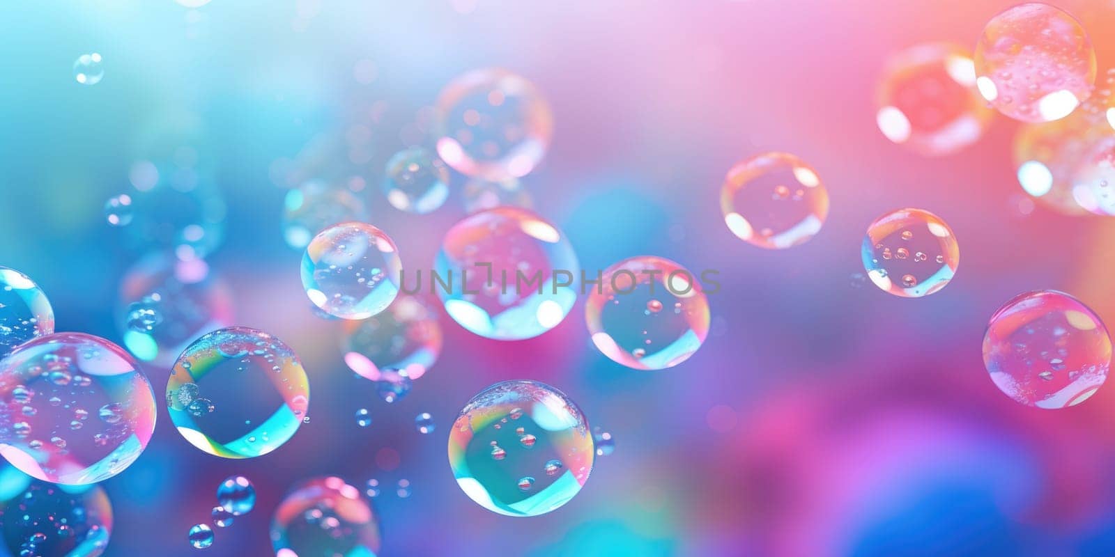 Floating colorful soap bubbles background, abstract design. AI Generated