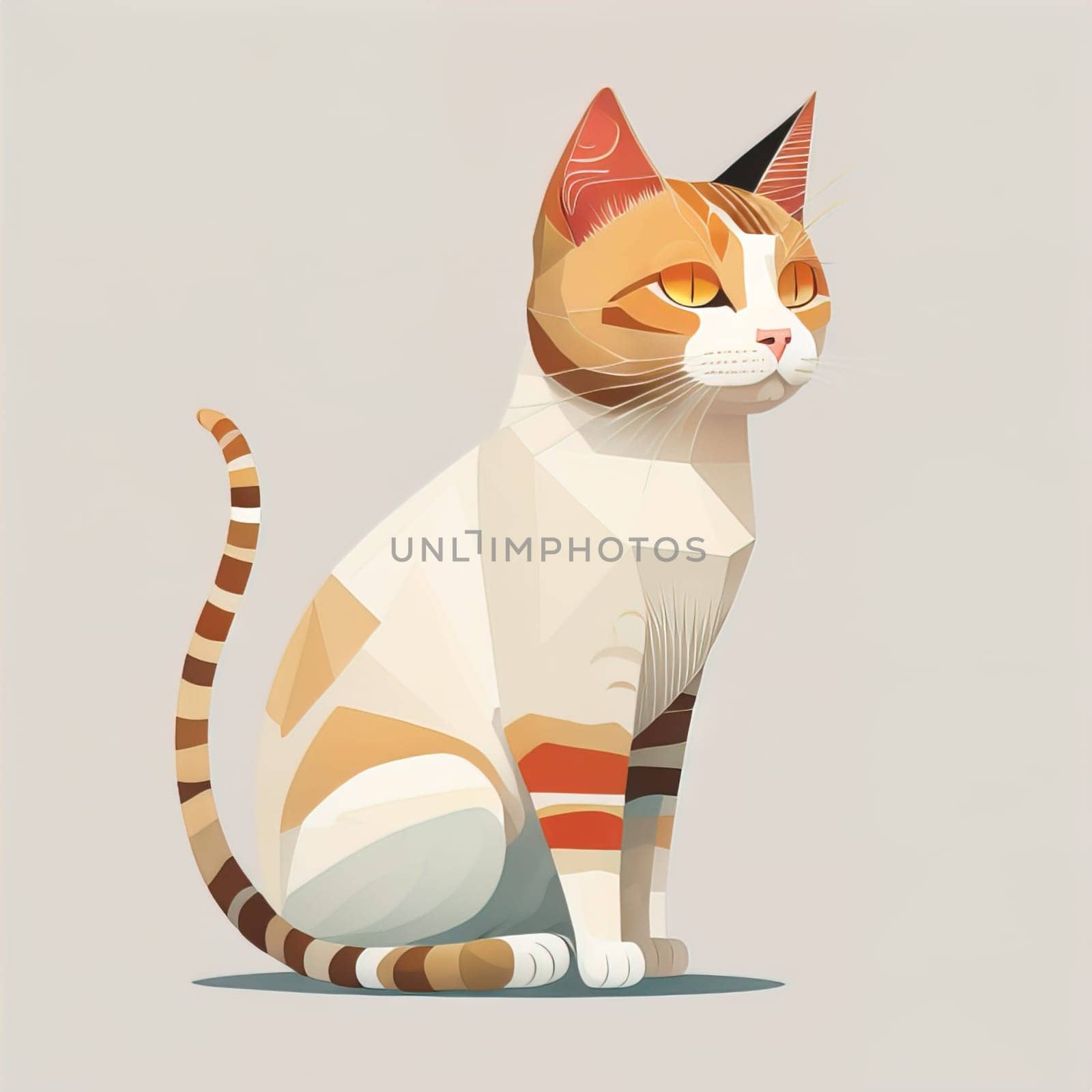 Cute cat sitting on the floor. Vector illustration in retro style. ai generative