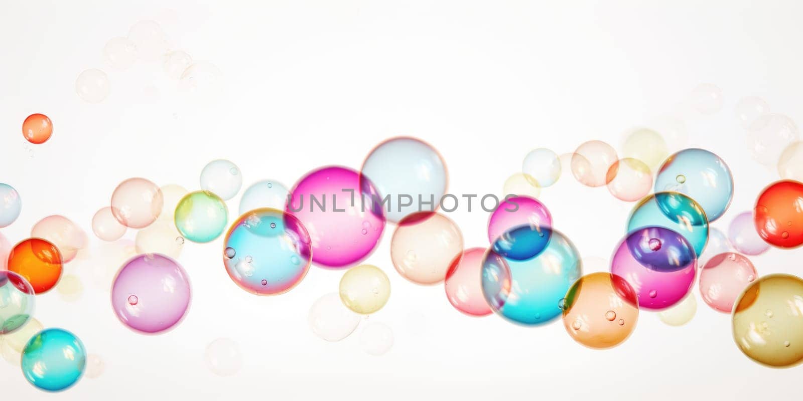 Floating soap bubbles , abstract design. AI Generated by Desperada