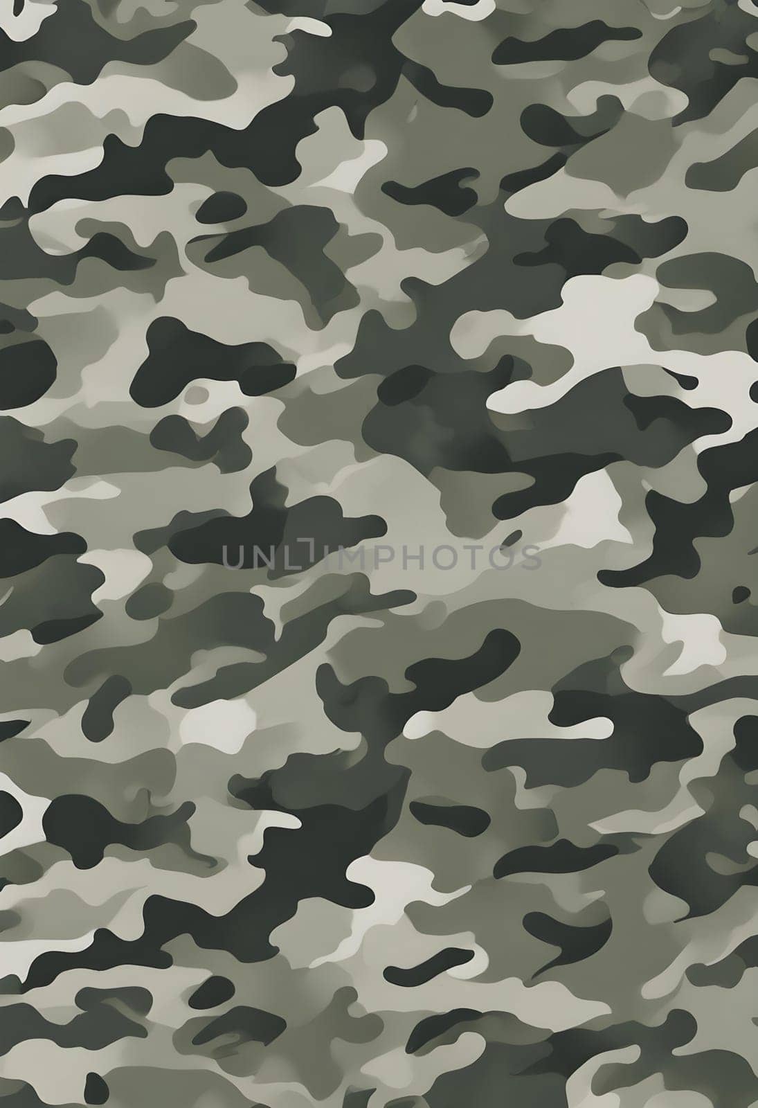 Camouflage seamless pattern. Trendy camo style, repeat. Gray texture, military army green hunting vertical Generate AI