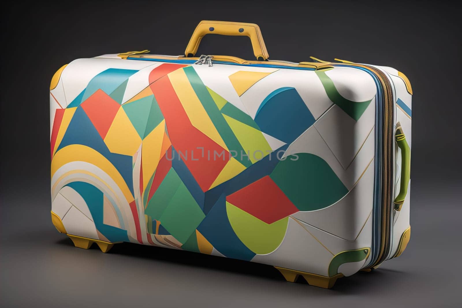 a travel suitcase isolated on a solid color background. ai generative by sanisra