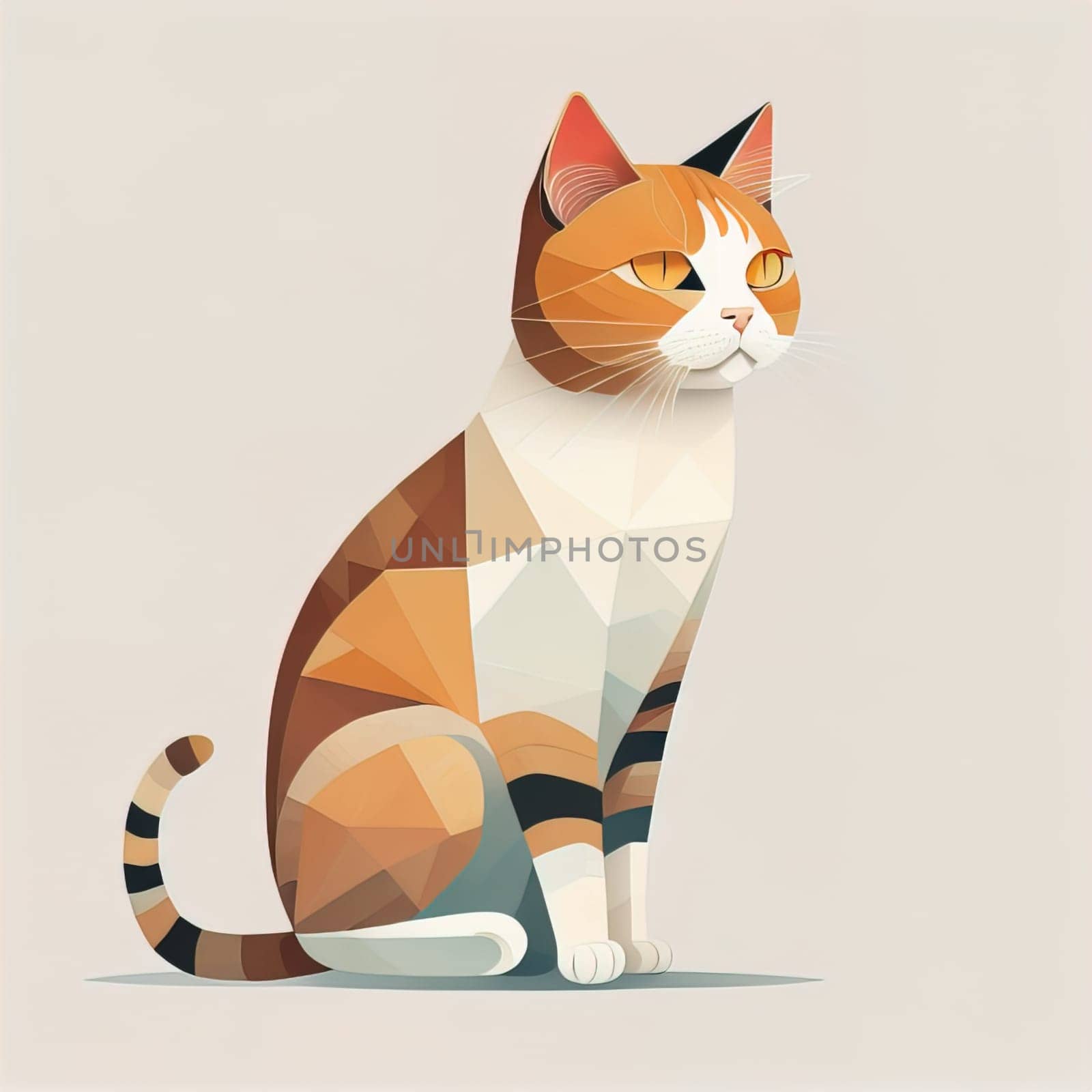 Cute cat sitting on the floor. Vector illustration in retro style. ai generative