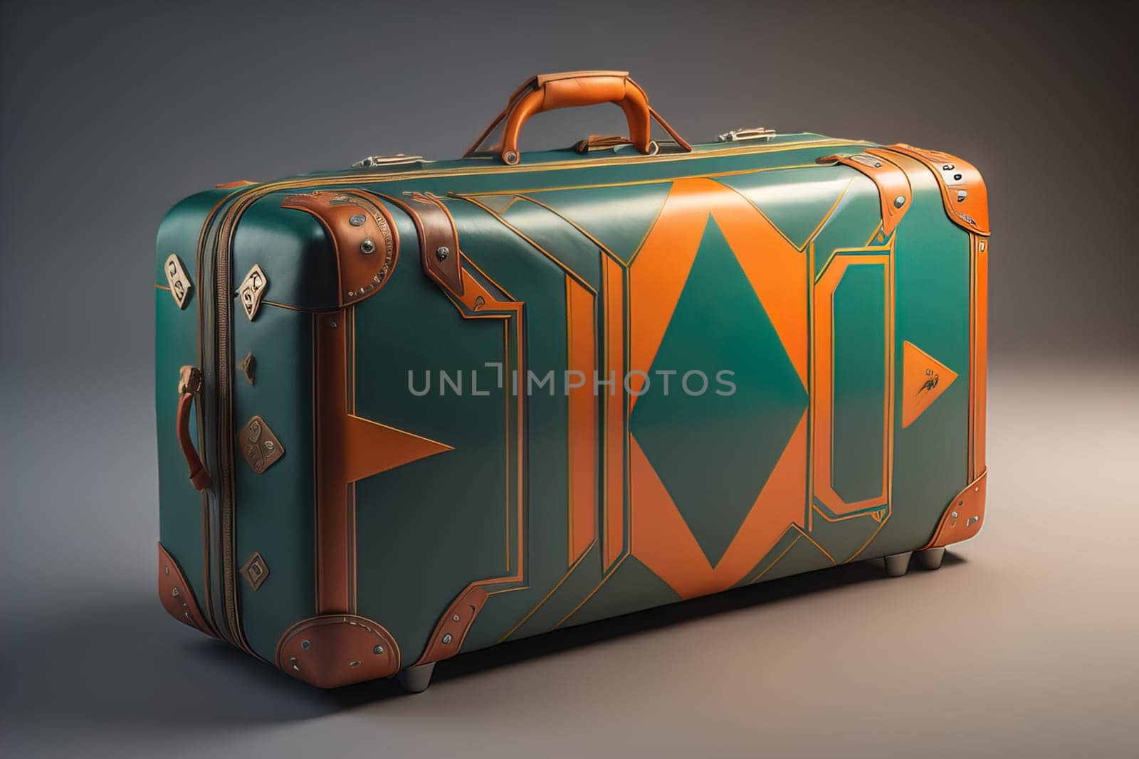 a travel suitcase isolated on a solid color background. ai generative by sanisra