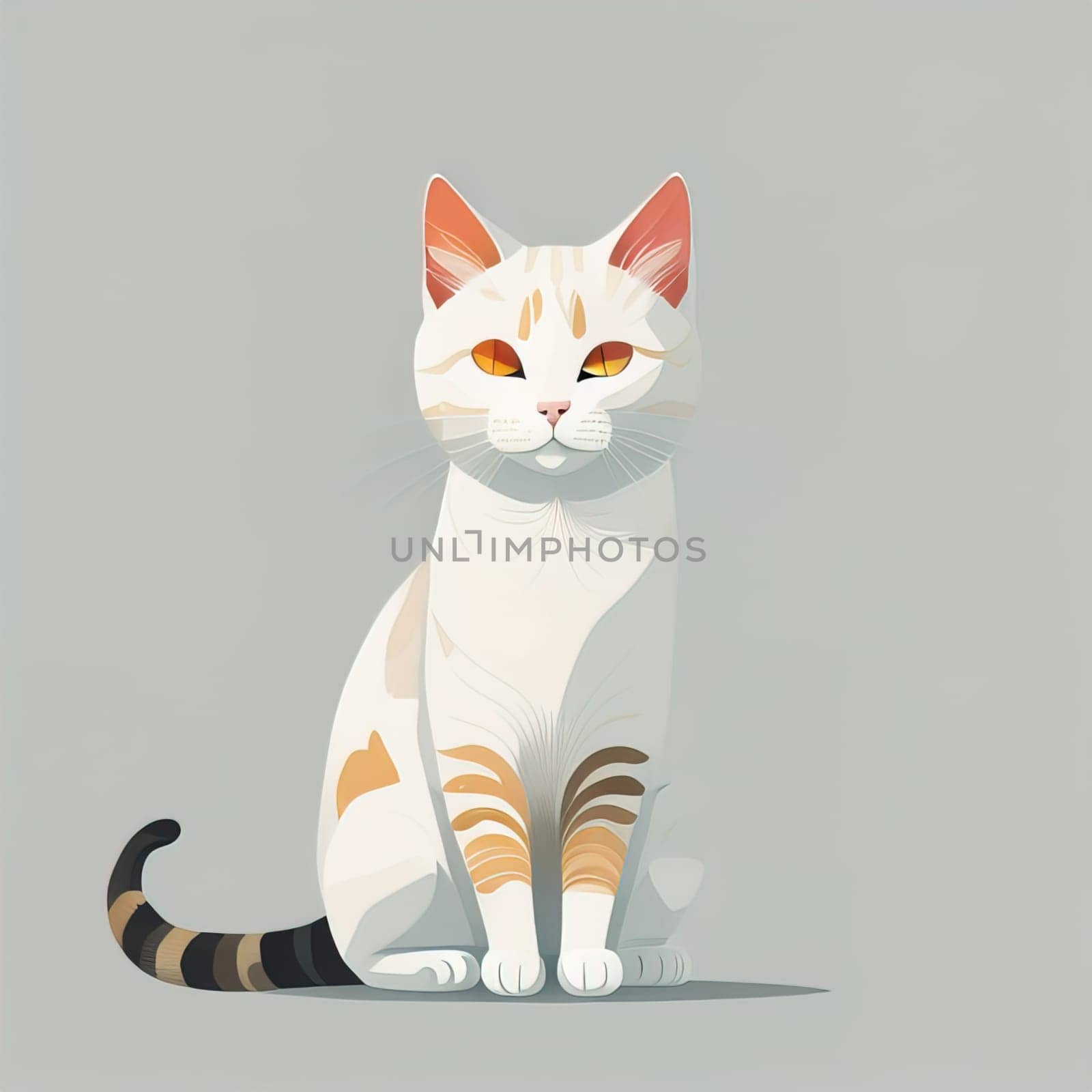 Cute cat sitting on the floor. Vector illustration in retro style. ai generative