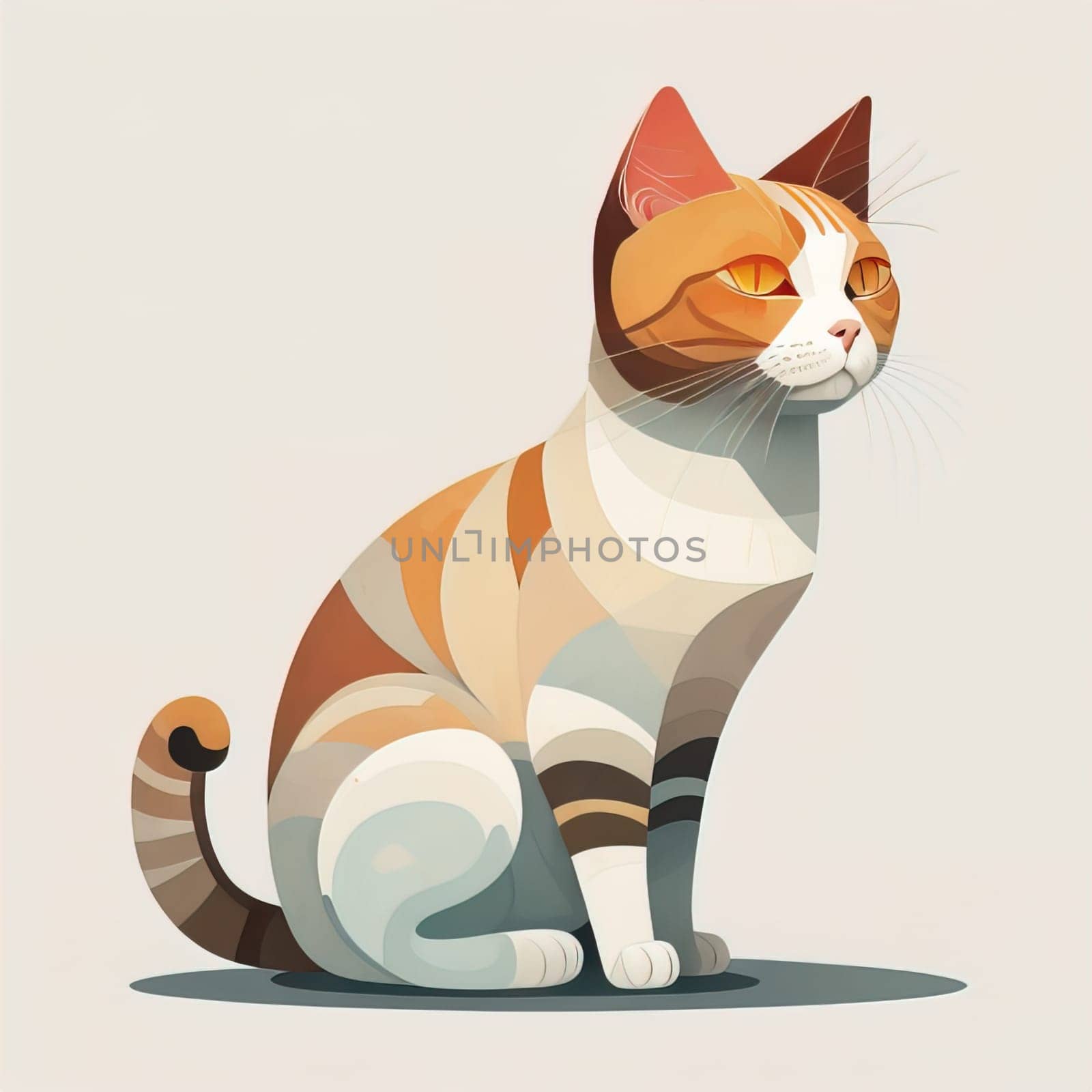 Cute cat sitting on the floor. Vector illustration in retro style. ai generative