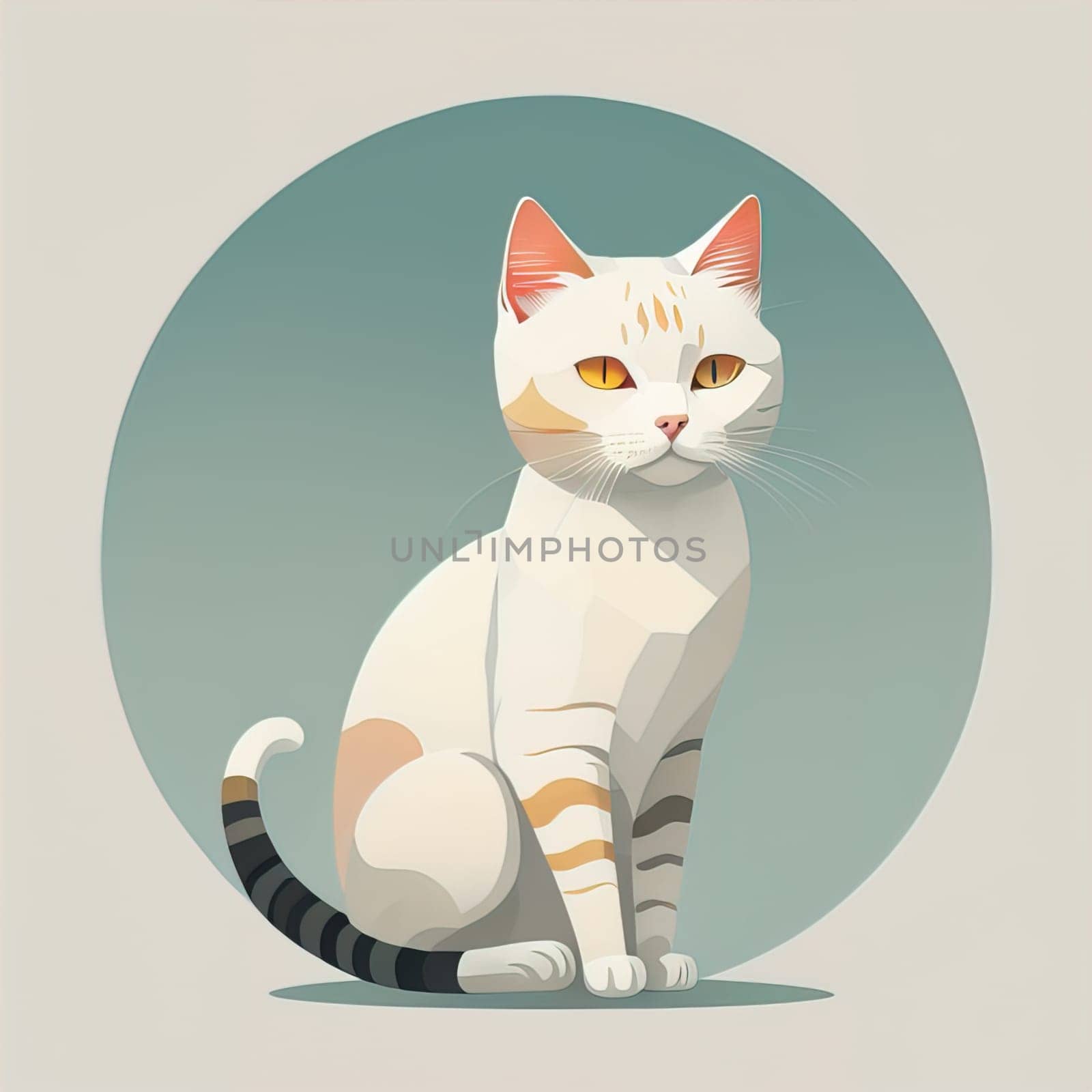 Cute cat sitting on the floor. Vector illustration in retro style. ai generative