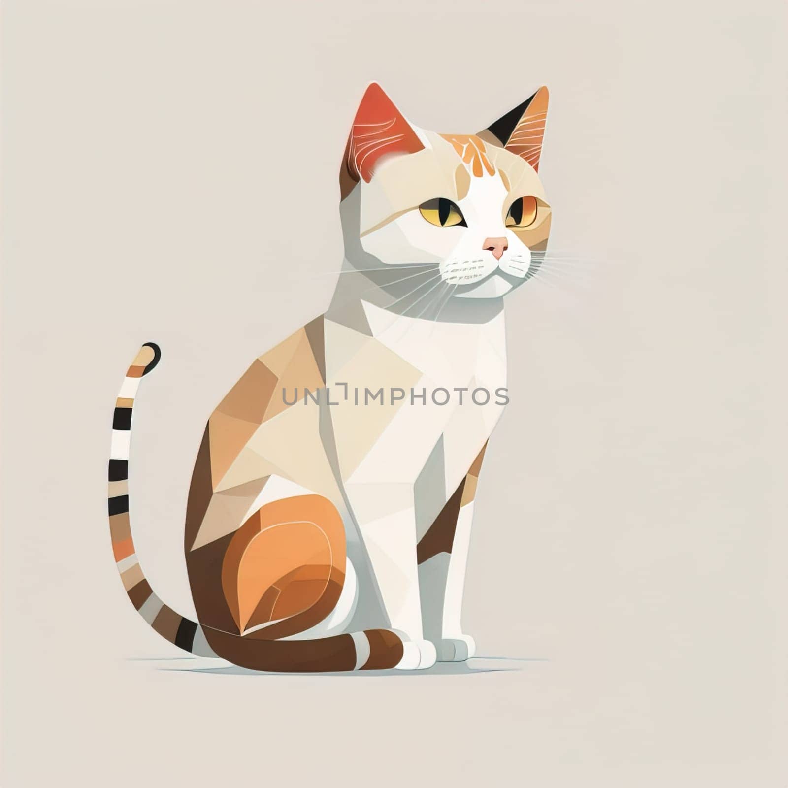 Cute cat sitting on the floor. Vector illustration in retro style. ai generative