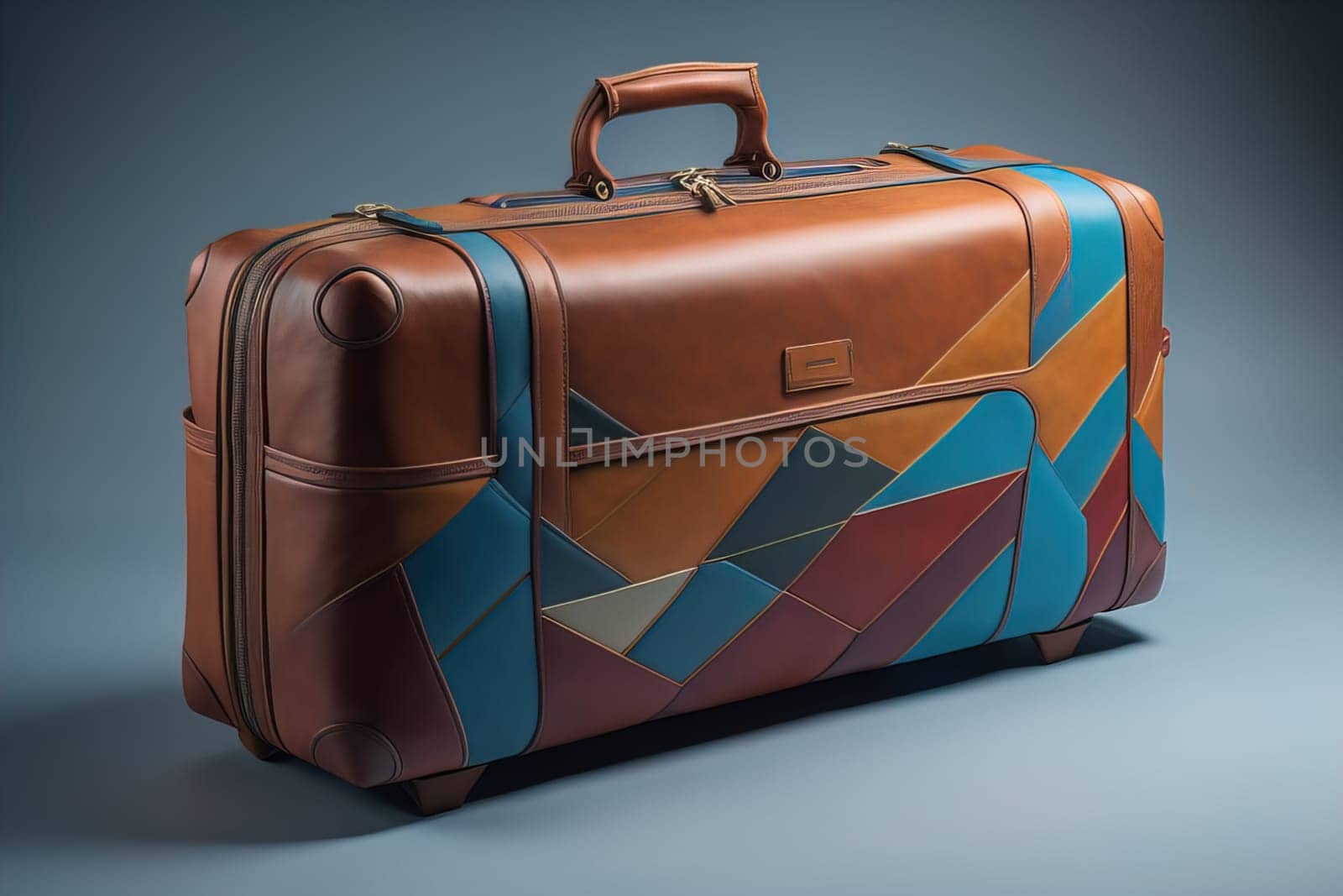 a travel suitcase isolated on a solid color background. ai generative by sanisra