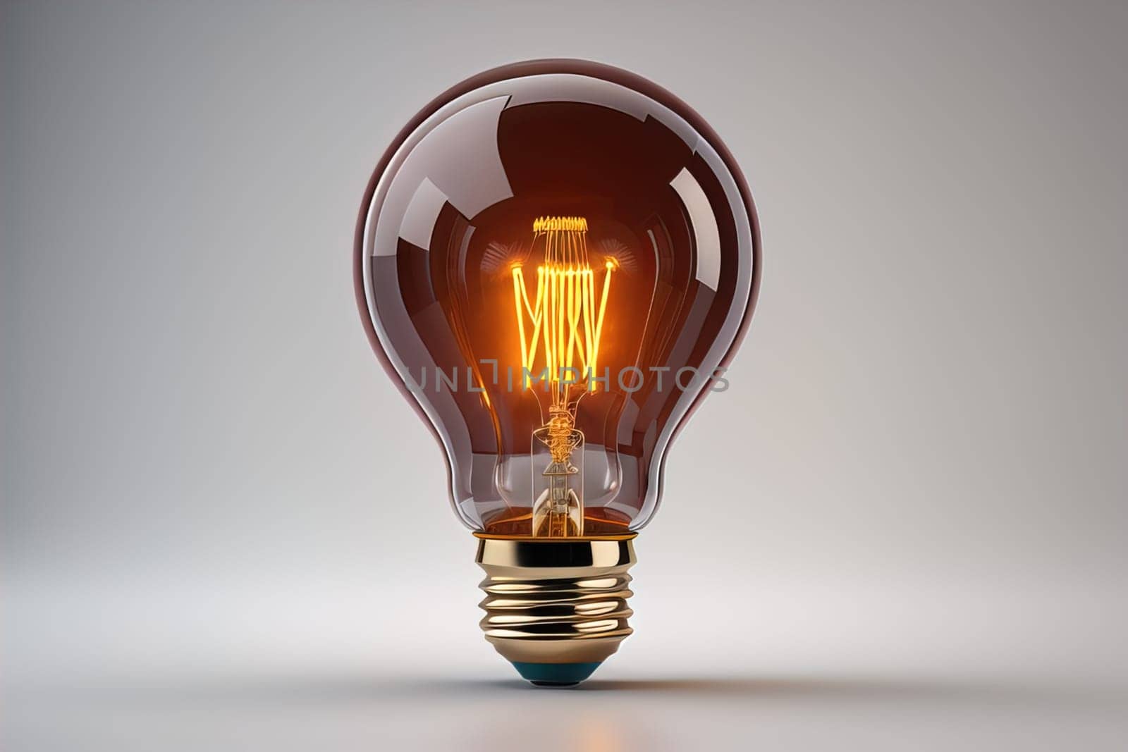 Glowing glass light bulb on dark background. ai generative by sanisra