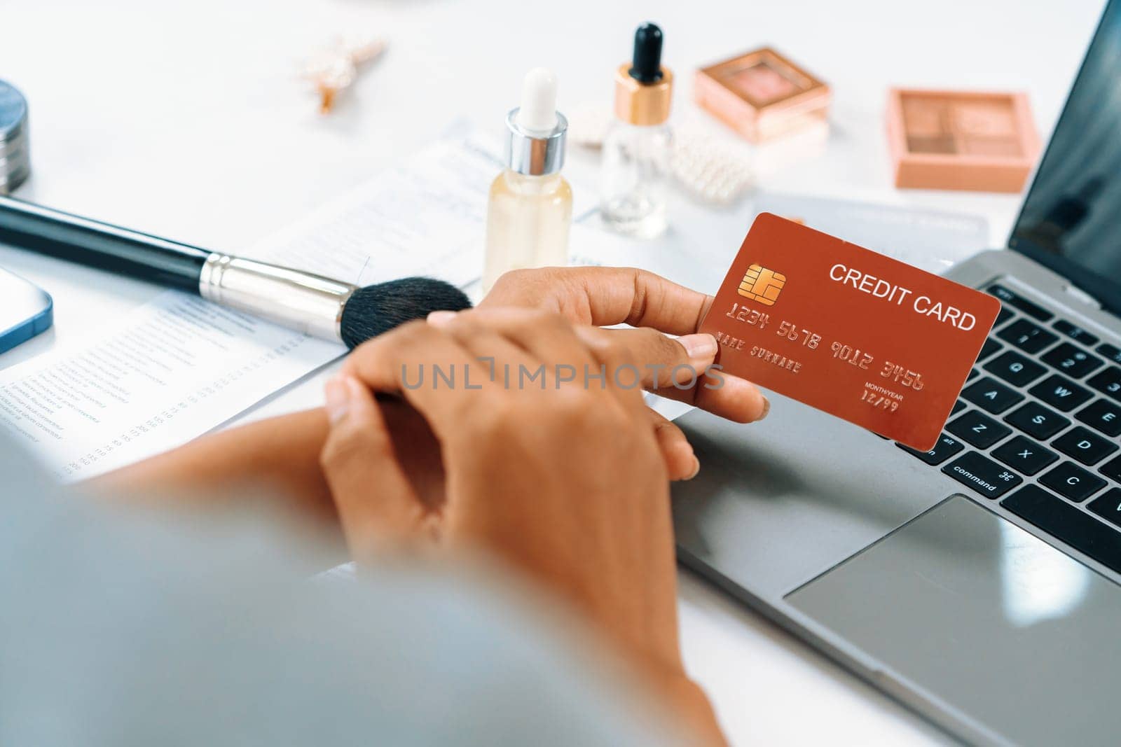 Close up credit card using for online payment, banking crucial shopping by biancoblue