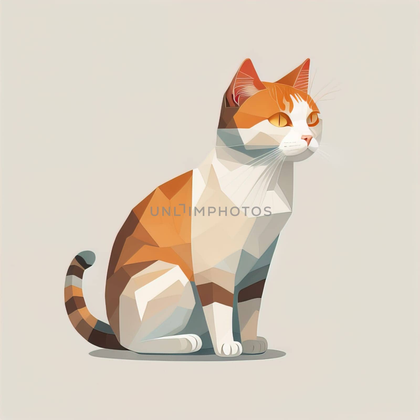 Cute cat sitting on the floor. Vector illustration in retro style. ai generative