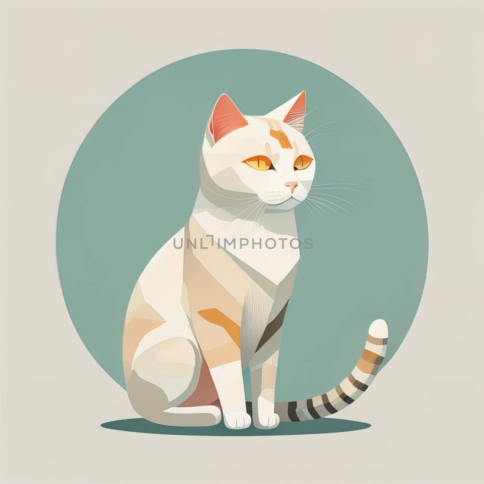 Cute cat sitting on the floor. Vector illustration in retro style. ai generative