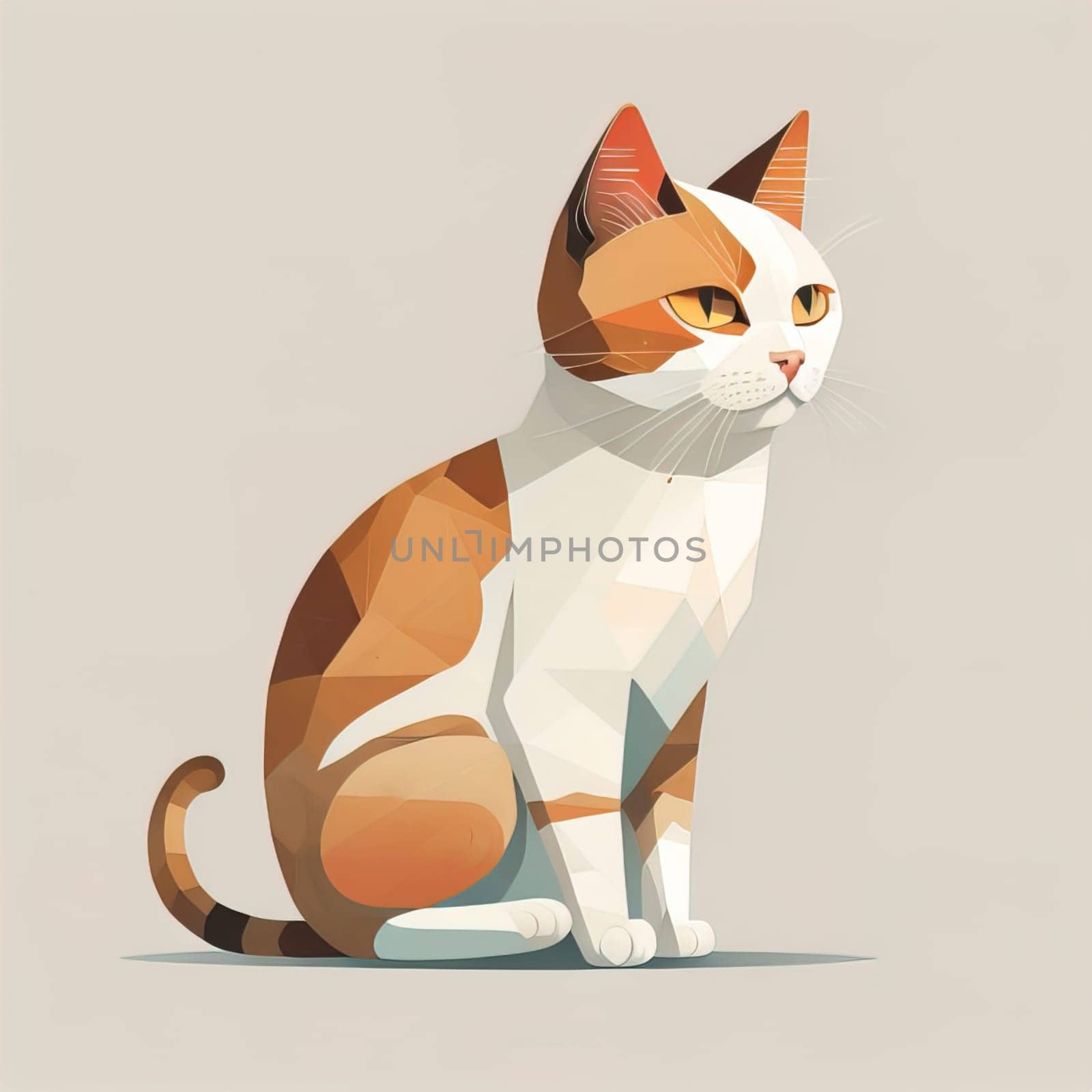 Cute cat sitting on the floor. Vector illustration in retro style. ai generative