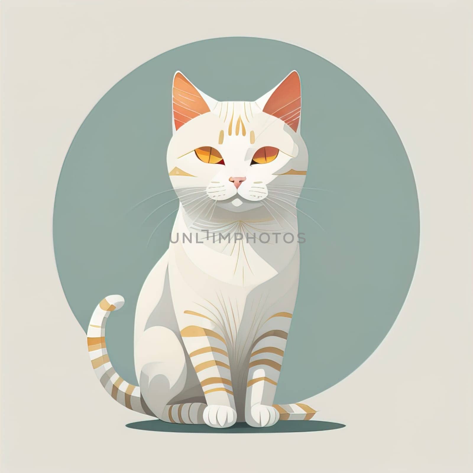 Cute cat sitting on the floor. Vector illustration in retro style. ai generative