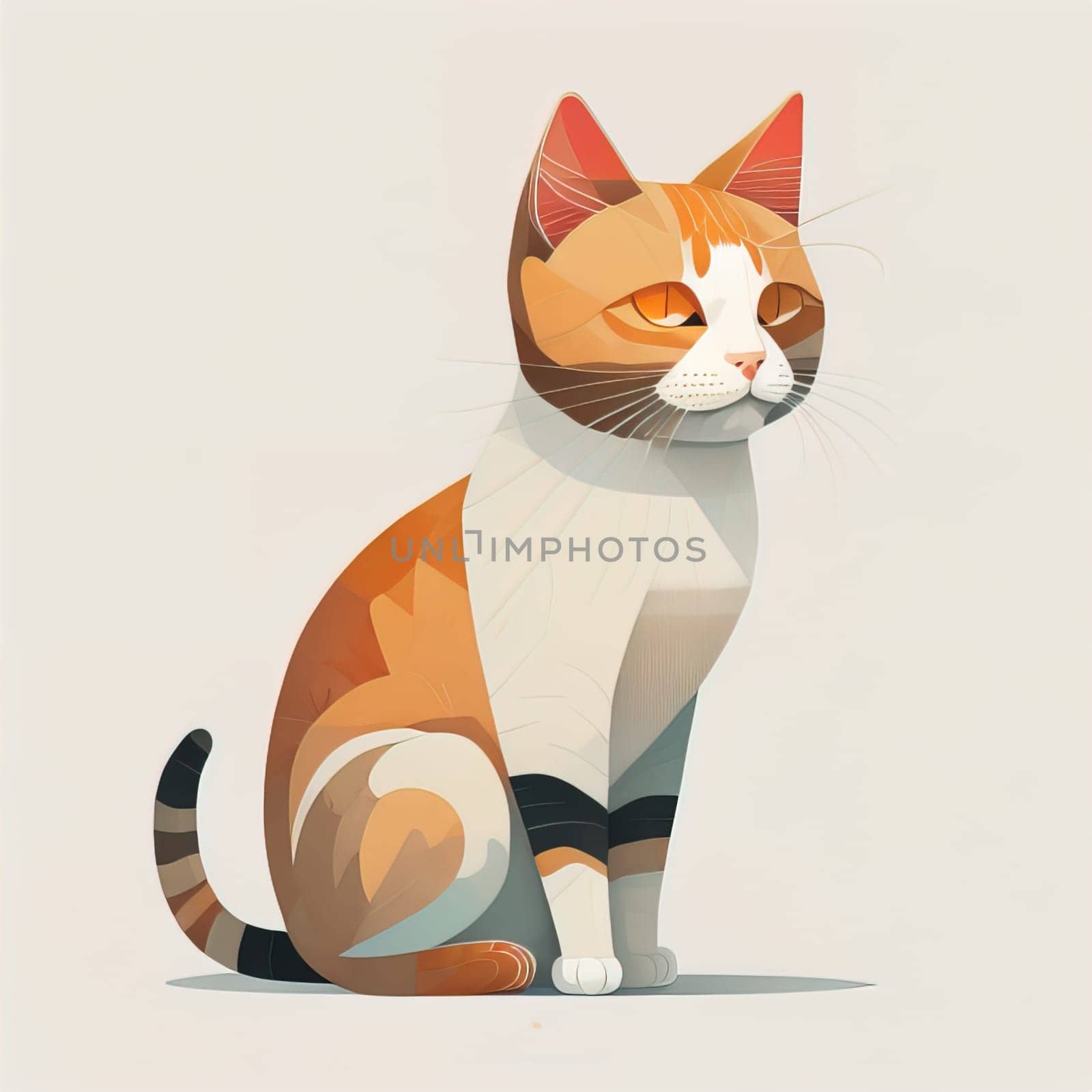 Cute cat sitting on the floor. Vector illustration in retro style. ai generative by sanisra