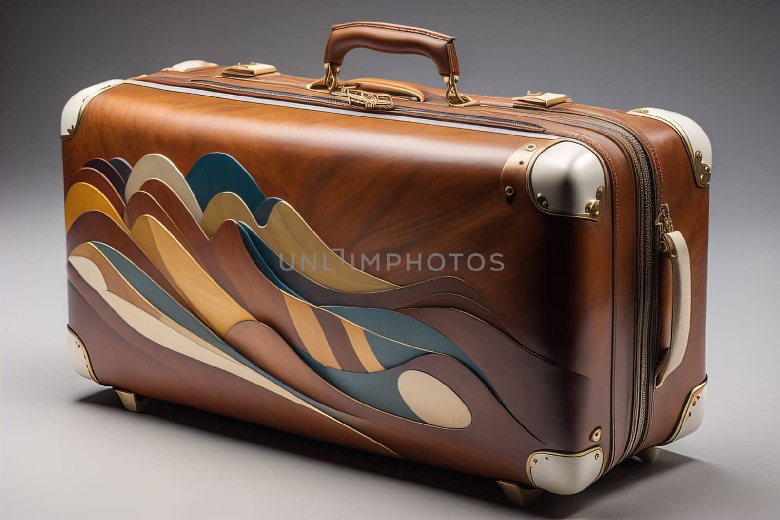 a travel suitcase isolated on a solid color background. ai generative by sanisra