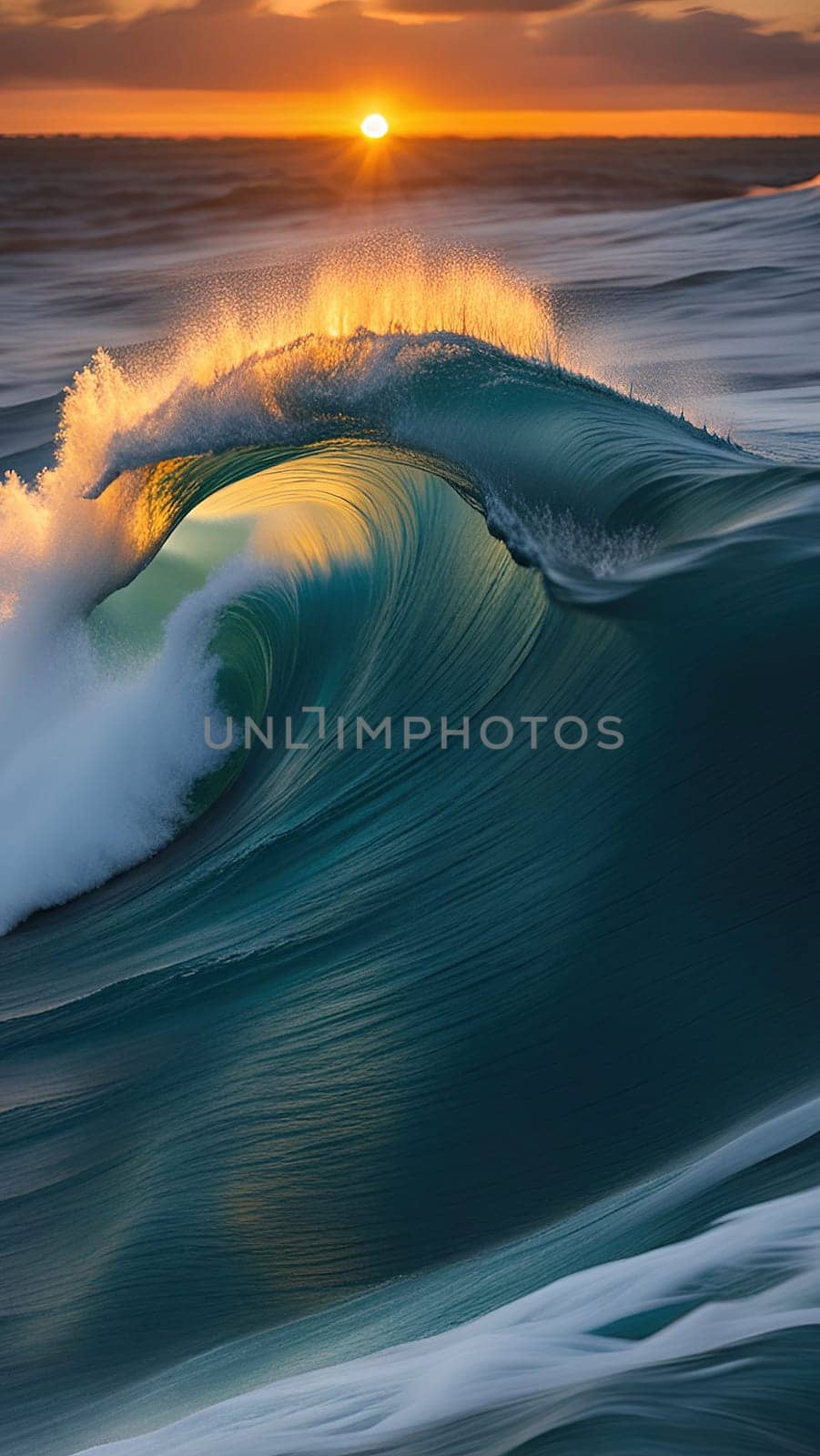 Beautiful wave in the ocean at sunset. by yilmazsavaskandag