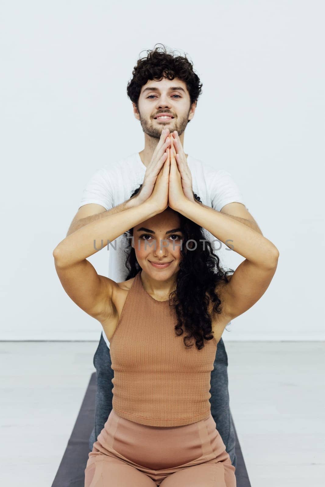 a healthy back asana exercises woman and man practice yoga lotus pose stretching